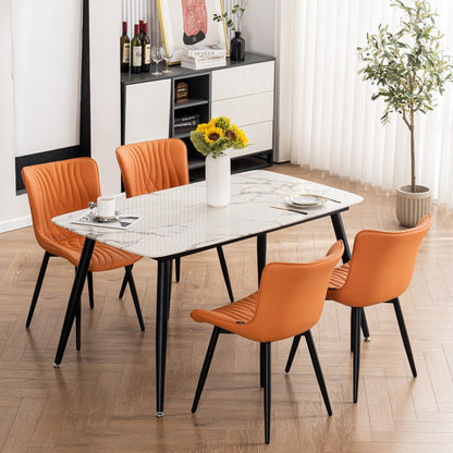 Lot de 2 chaises de salle à manger modernes en cuir capitonné sans accoudoirs