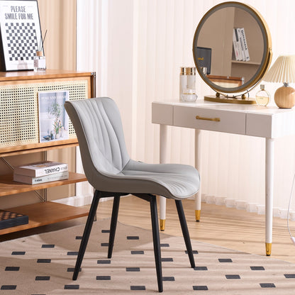 Lot de 2 chaises de salle à manger modernes en cuir capitonné sans accoudoirs