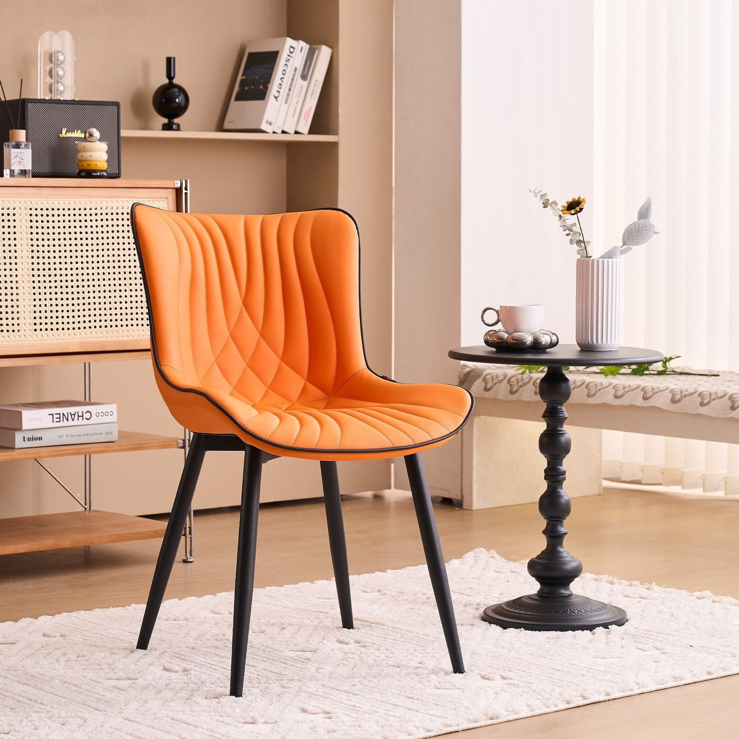 Lot de 2 chaises de salle à manger modernes en cuir capitonné sans accoudoirs