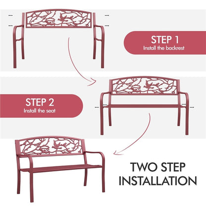 Yaheetech Banc de jardin de patio pour extérieur, chaise de porche en métal - N/A