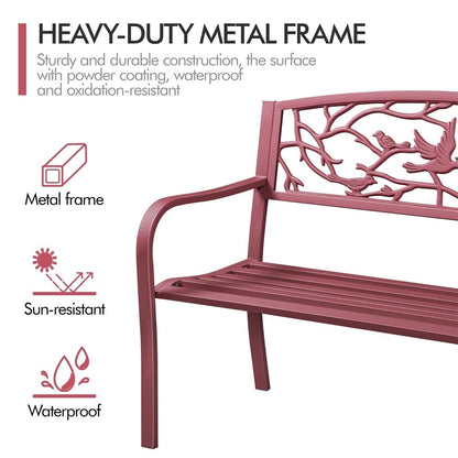 Yaheetech Banc de jardin de patio pour extérieur, chaise de porche en métal - N/A