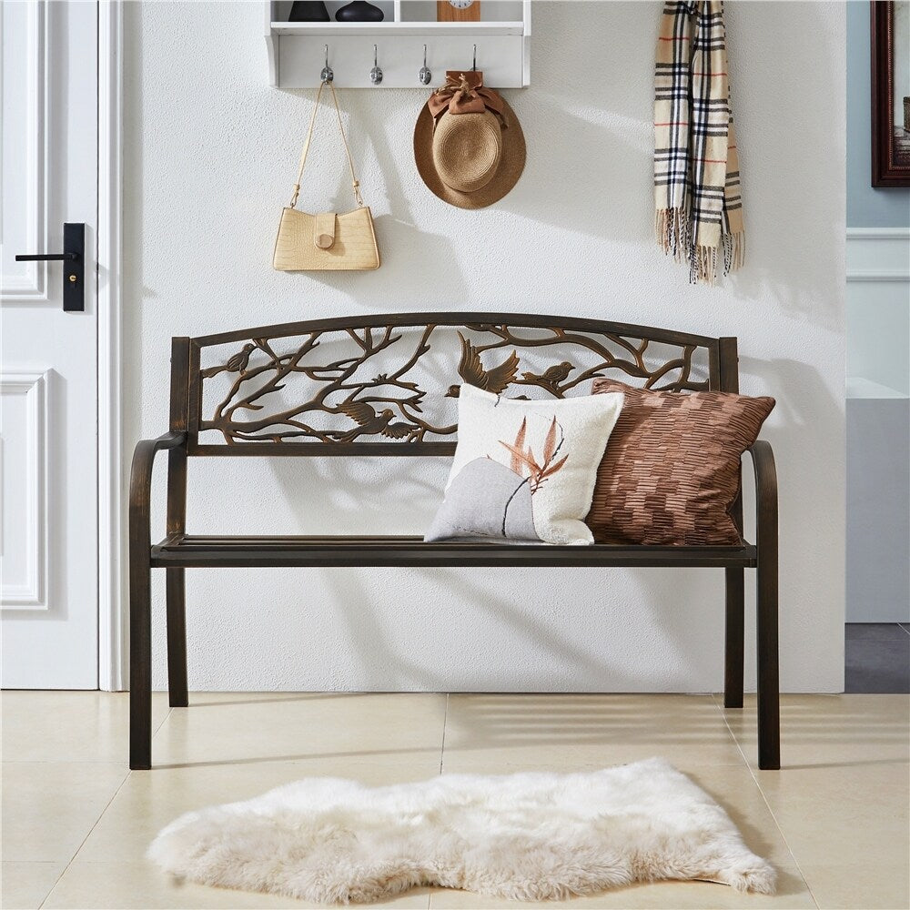 Yaheetech Banc de jardin de patio pour extérieur, chaise de porche en métal - N/A