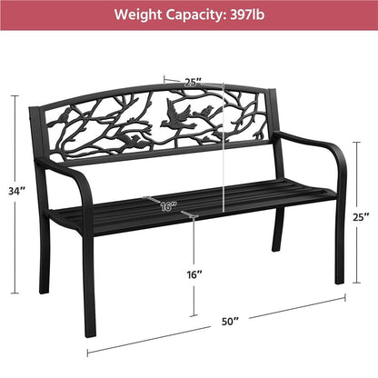 Yaheetech Banc de jardin de patio pour extérieur, chaise de porche en métal - N/A