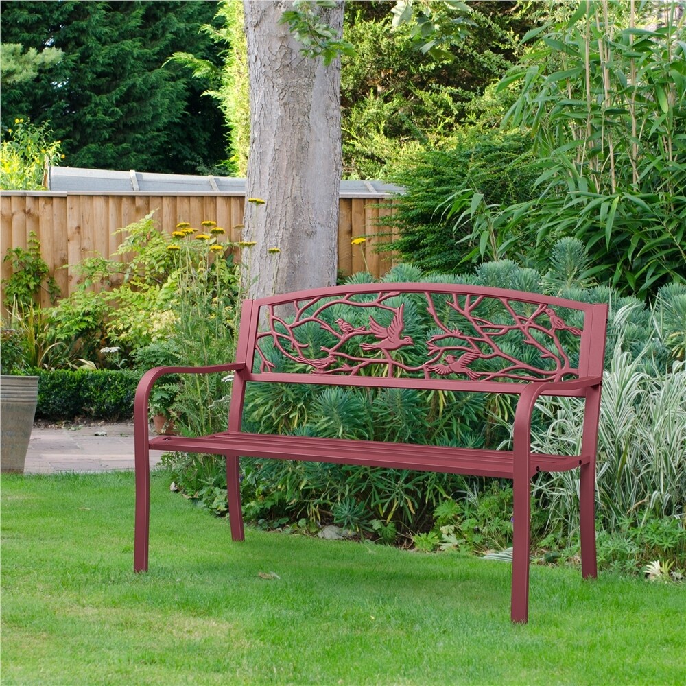 Yaheetech Banc de jardin de patio pour extérieur, chaise de porche en métal - N/A