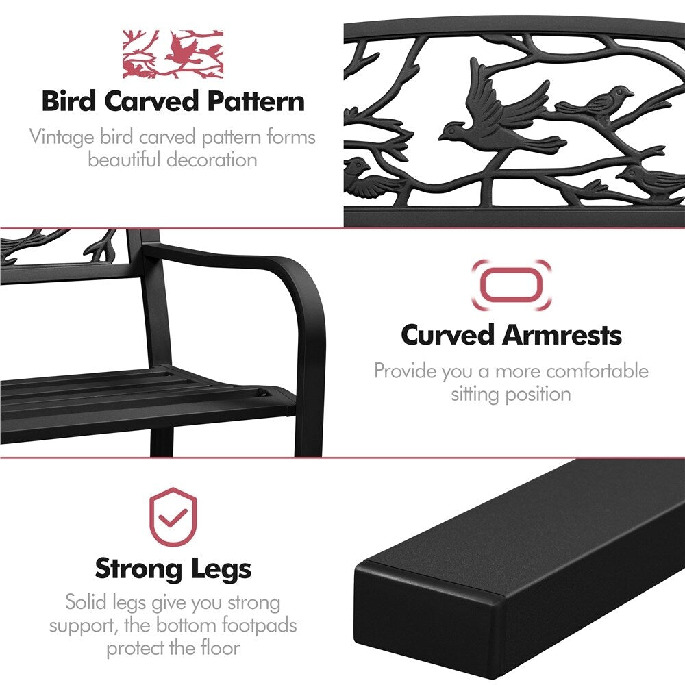Yaheetech Banc de jardin de patio pour extérieur, chaise de porche en métal - N/A