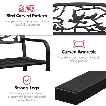 Yaheetech Banc de jardin de patio pour extérieur, chaise de porche en métal - N/A