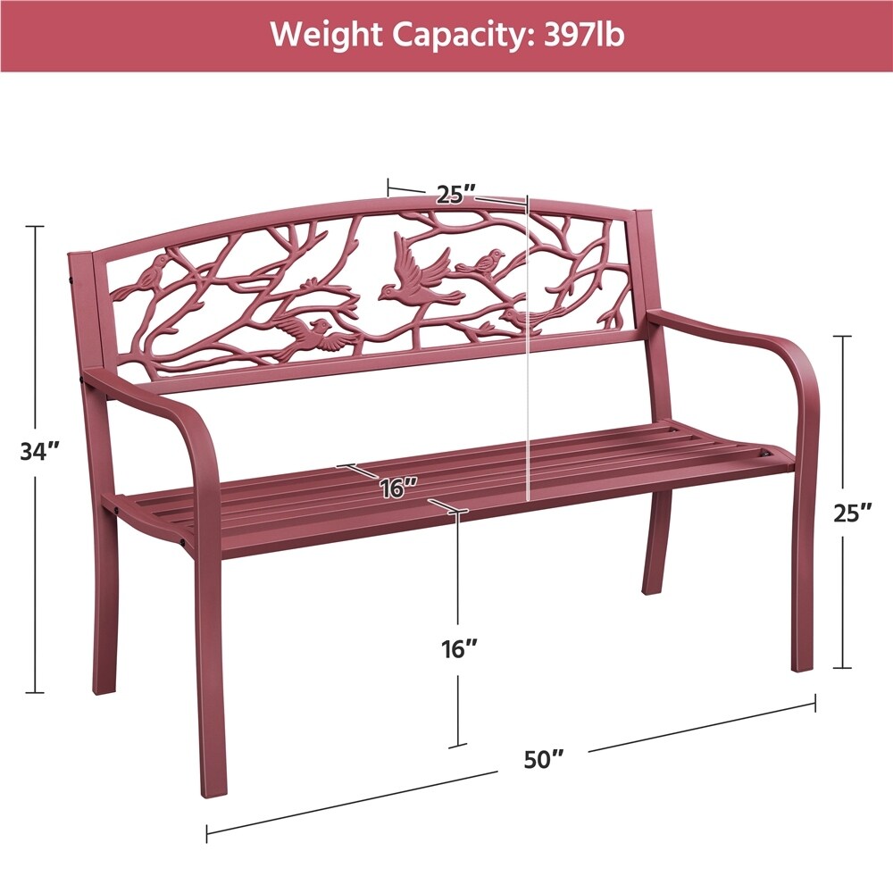 Yaheetech Banc de jardin de patio pour extérieur, chaise de porche en métal - N/A