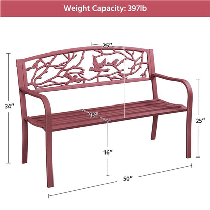 Yaheetech Banc de jardin de patio pour extérieur, chaise de porche en métal - N/A