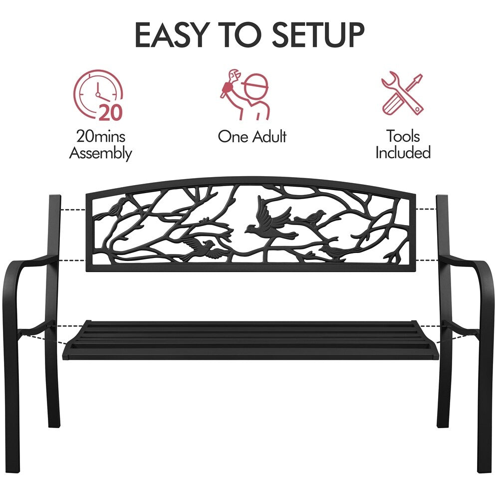 Yaheetech Banc de jardin de patio pour extérieur, chaise de porche en métal - N/A