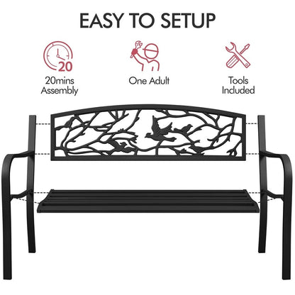 Yaheetech Banc de jardin de patio pour extérieur, chaise de porche en métal - N/A