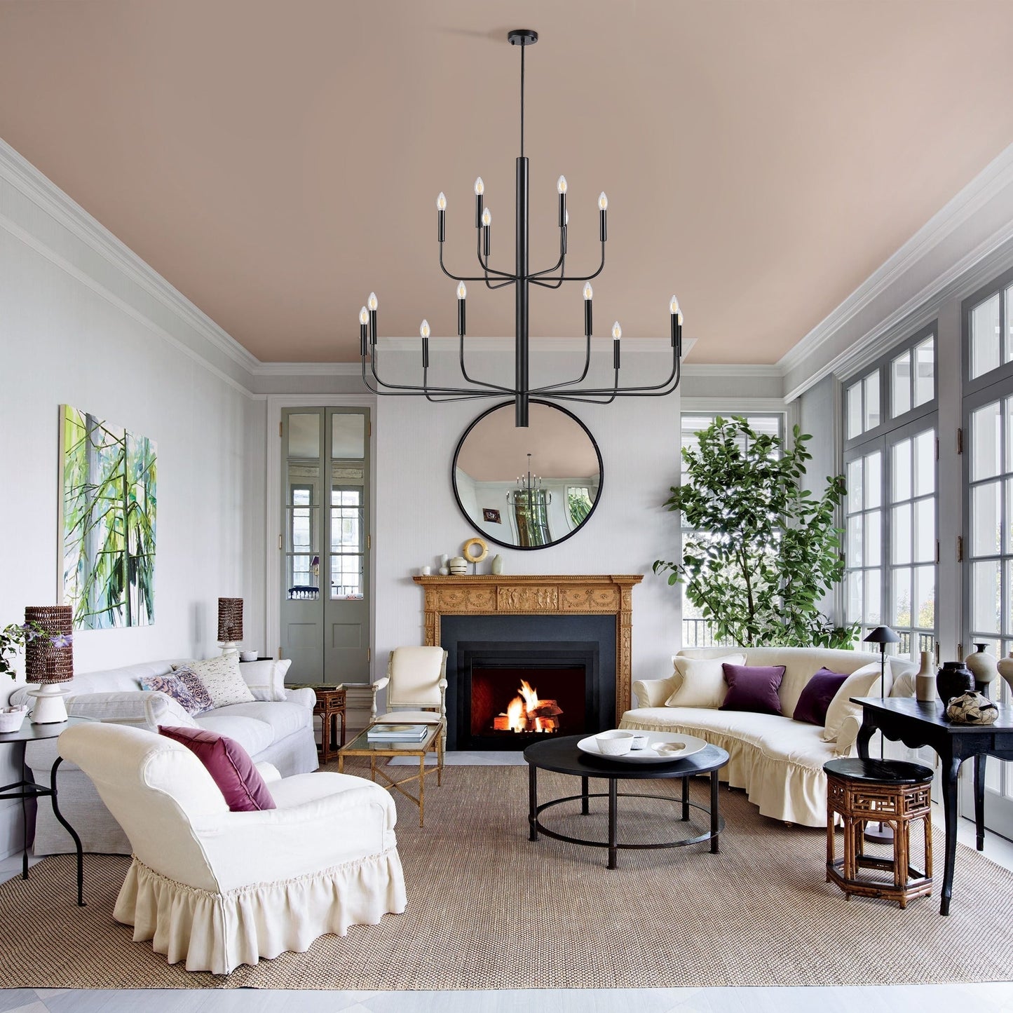 Luminaire minimaliste à 15 lumières, style bougeoir, design ancien à 2 niveaux - 48