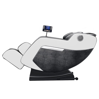 Fauteuil de massage inclinable à gravité zéro avec massage corporel complet, chauffage et audio Bluetooth intégré.