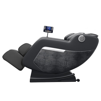 Fauteuil de massage inclinable à gravité zéro avec massage corporel complet, chauffage et audio Bluetooth intégré.