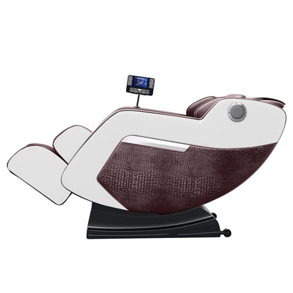 Fauteuil de massage inclinable à gravité zéro avec massage corporel complet, chauffage et audio Bluetooth intégré.