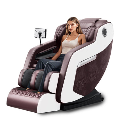 Fauteuil de massage inclinable à gravité zéro avec massage corporel complet, chauffage et audio Bluetooth intégré.
