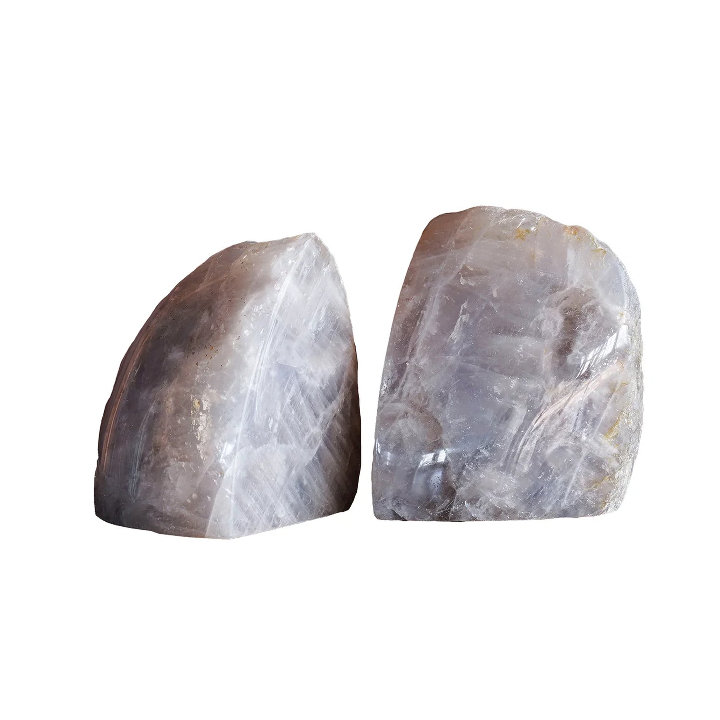 Butées de livres en quartz rose bleu