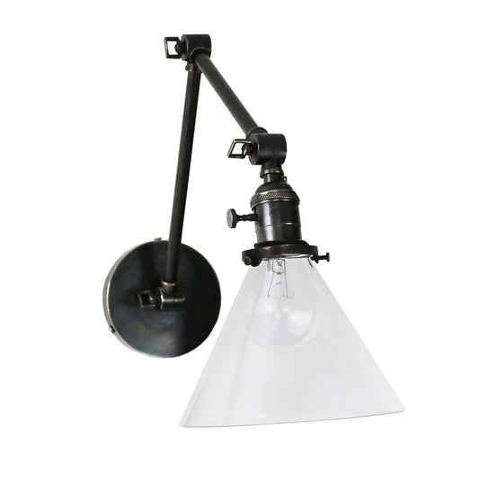 Jamestown Double Arm Wall Sconce with Tapered Clear Glass Shade