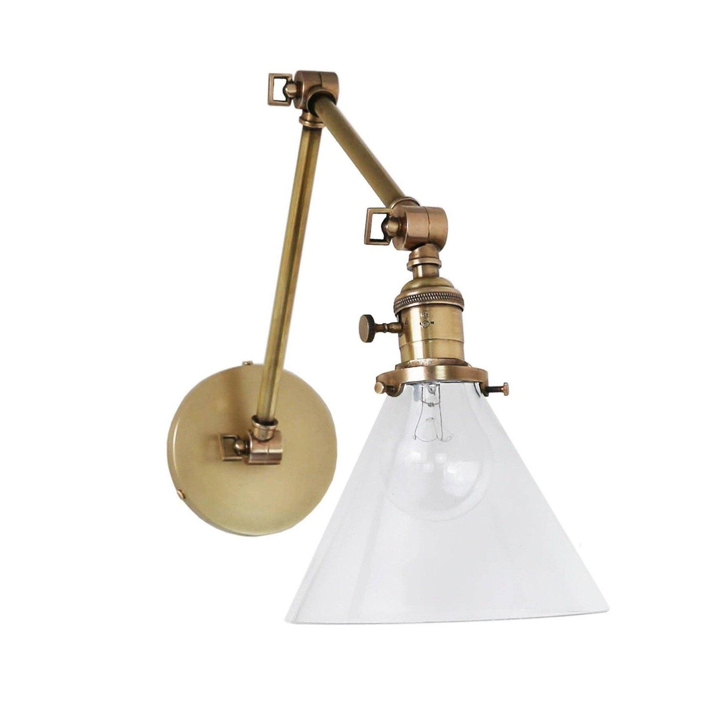 Jamestown Double Arm Wall Sconce with Tapered Clear Glass Shade