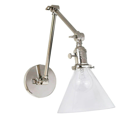 Jamestown Double Arm Wall Sconce with Tapered Clear Glass Shade