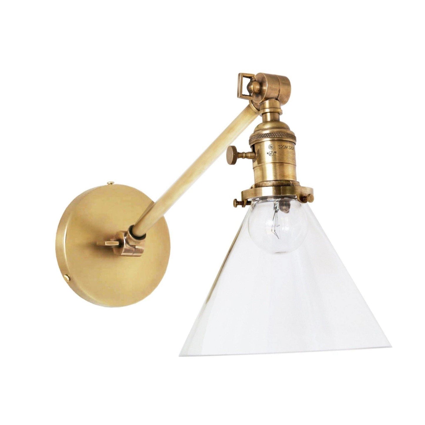 Jamestown Single Long Arm Wall Sconce with Tapered Clear Glass Shade