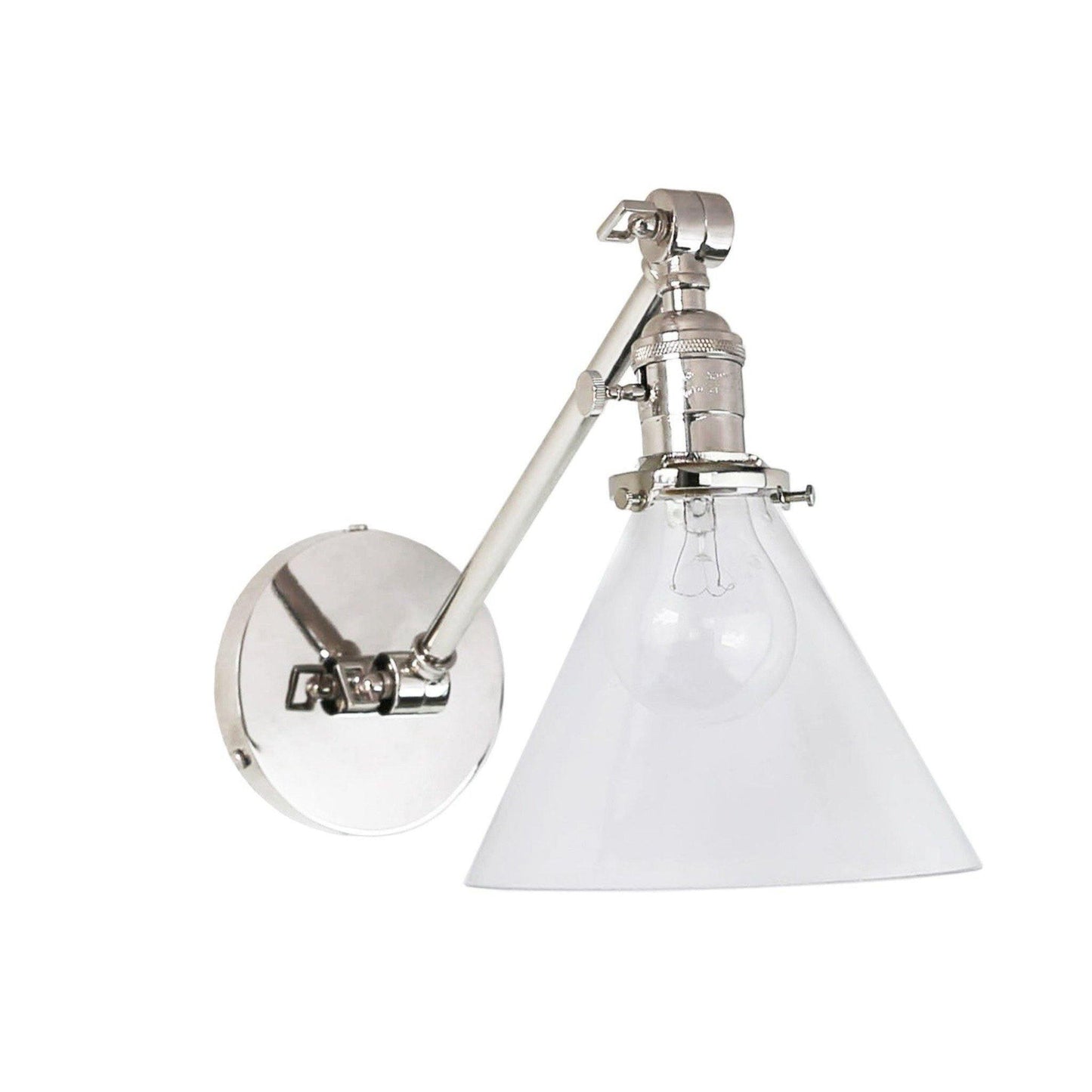 Jamestown Single Long Arm Wall Sconce with Tapered Clear Glass Shade