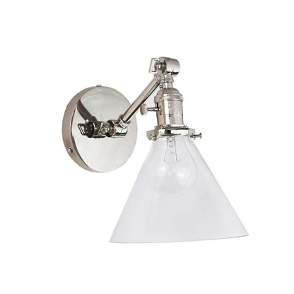 Jamestown Single Short Arm Wall Sconce with Tapered Clear Glass Shade