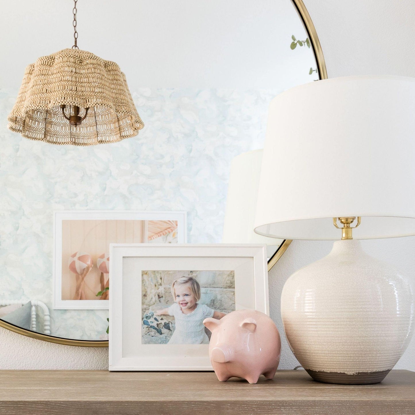 Lampe de table Montgomery en blanc rustique