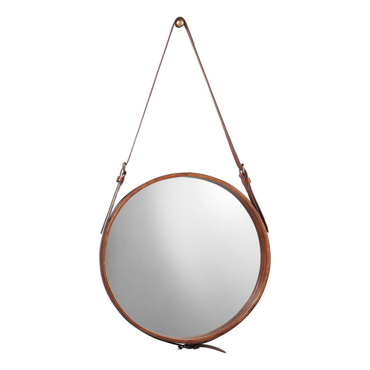 Miroir rond en cuir